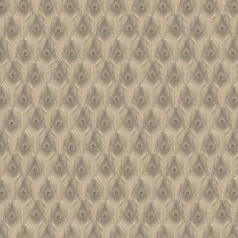 Galerie Organic Textures Peacock Feathers Beige Wallpaper Nature Feature Wall