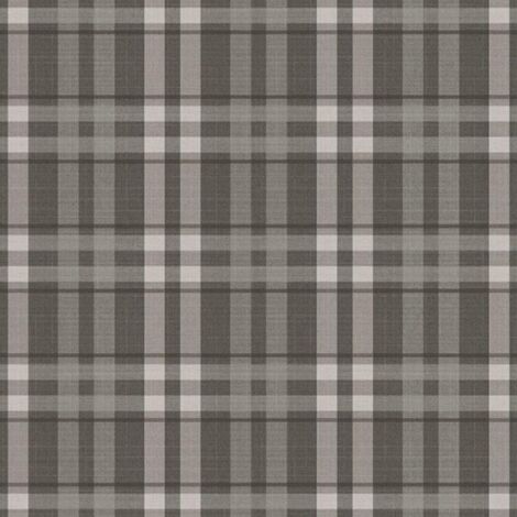 Galerie Vintage Roses Linear Grey Wallpaper Classic Tartan Pattern