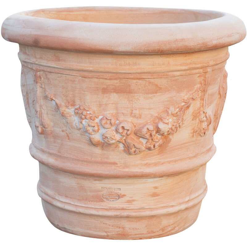Biscottini - Runder Terrakotta-vase 50x44 Cm Vase Für Draußen Vase Gartenpflanzer Made In Italy Blumenvase Balkonvase Pflanzshale