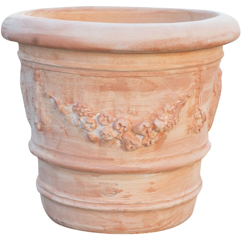 Vase festonné en terre cuite 50X44 cm Jardinière de jardin faite à la main Fabriqué en Italie Pots de fleurs balcon décoratifs