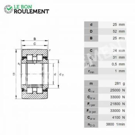 Galet de came PWTR25-2RS-INA