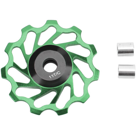 Galet de dérailleur VTT 11 dents, poulie de tension et guide avec roulement à billes, vert