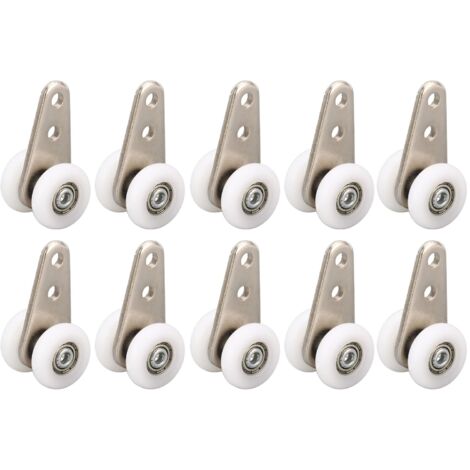Galet de suspension en nylon pour porte coulissante – Roue de 19 mm avec support en acier inoxydable – Poulie à glissement fluide pour portes coulissantes et placards – Blanc – Lot de 10 pièces