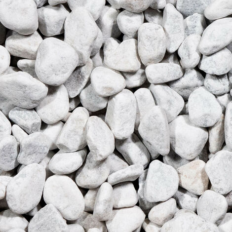Galet décoratif marbre blanc carrare 40-60 mm – Sac 20 kg (0,2 m²) – Finition roulée pour aménagements extérieurs
