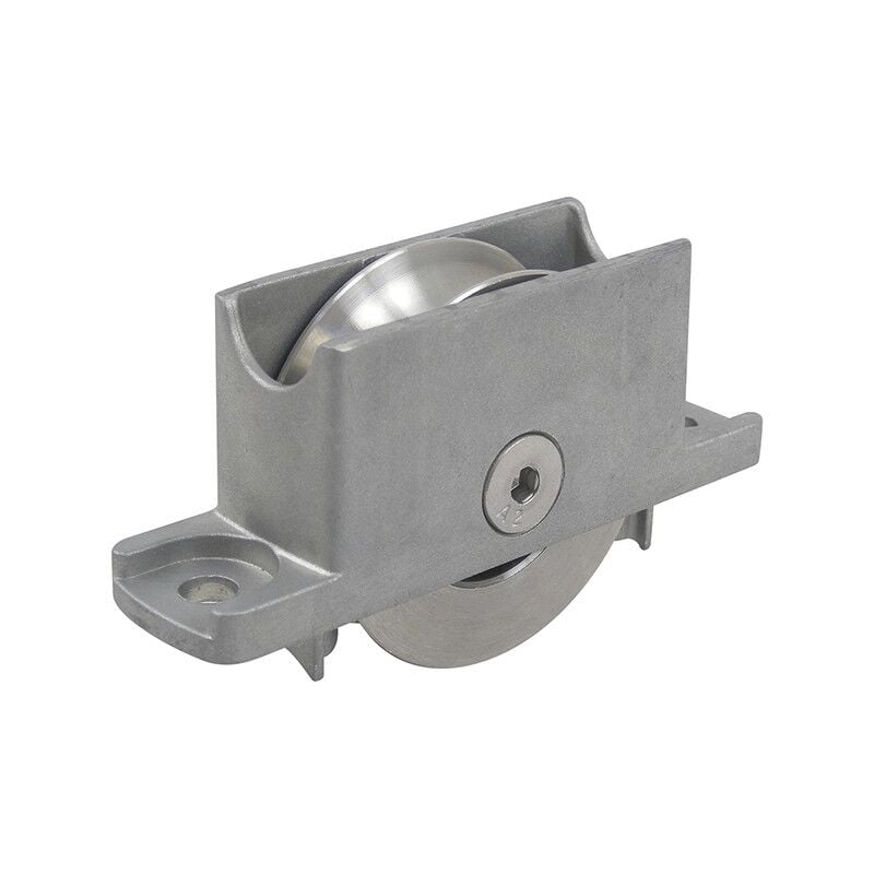 PORTAC Galet en Acier gorge U sur chape compacte Zamak à encastrer ou en applique Finition: Noir Ral 9005 - Matière: Matière : Acier