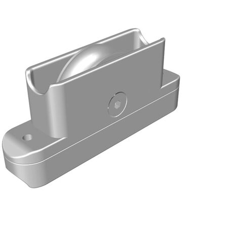 Galet en Inox gorge U sur chape Zamak encastrée anti-pincement.