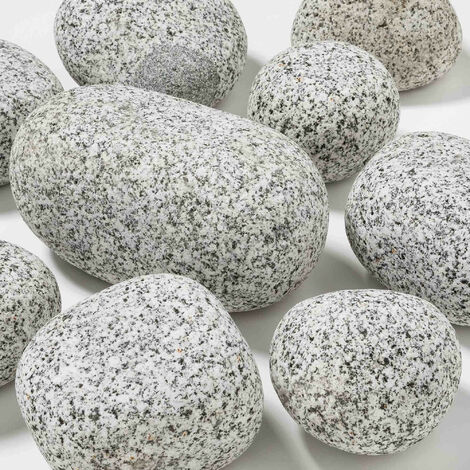 Galets décoratifs en granit Montorfano 10-15 cm – Filet de 15 kg – Pierre naturelle pour aménagements extérieurs