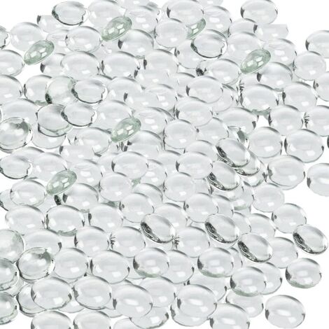 Galets en Verre Transparent 1 KG/ 240 Pièces Galets en Verre Decoratif Billes Plates en Verre pour Décoration de Vase, Perles de Remplissage pour Aquarium (Taille:1,7-1,9cm)