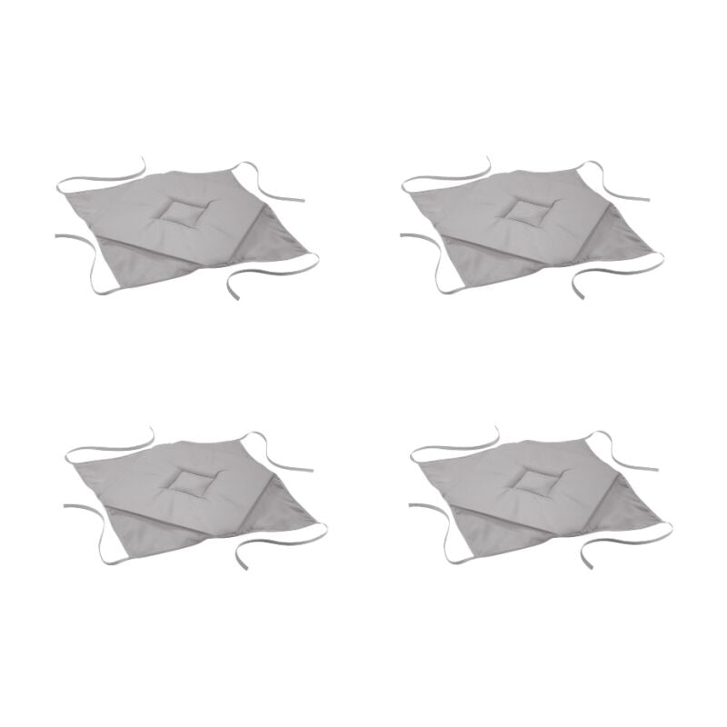 L3C - Lot de 4 galettes 4 Rabats 40 x 40 x 3 cm Essentiel Gris - Polyester - Livraison gratuite