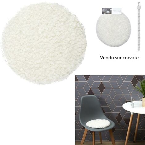 Galette Chaise Imit Fourrure Bouclee Ecru 34cm