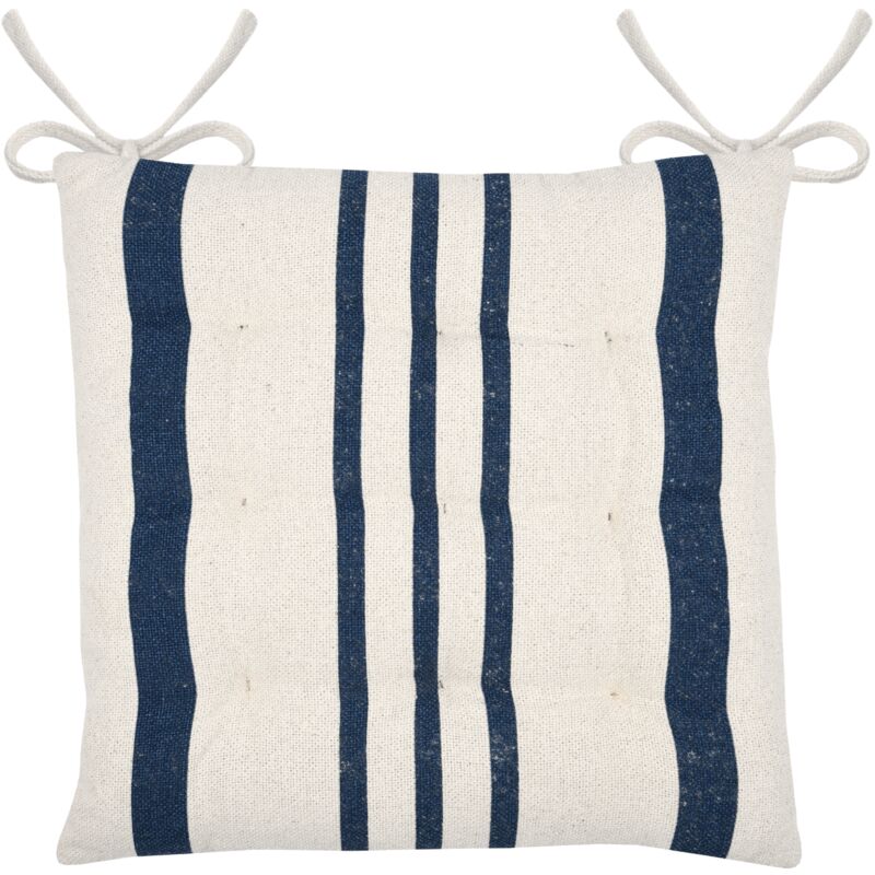 Galette de chaise à rayures Bleu Marine 38x38 cm