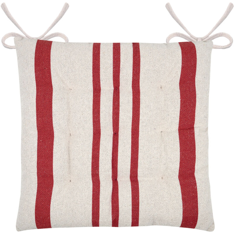 Galette de chaise à rayures Rouge 38x38 cm