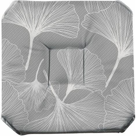 Galette de chaise anti-taches à rabats Biloba gris