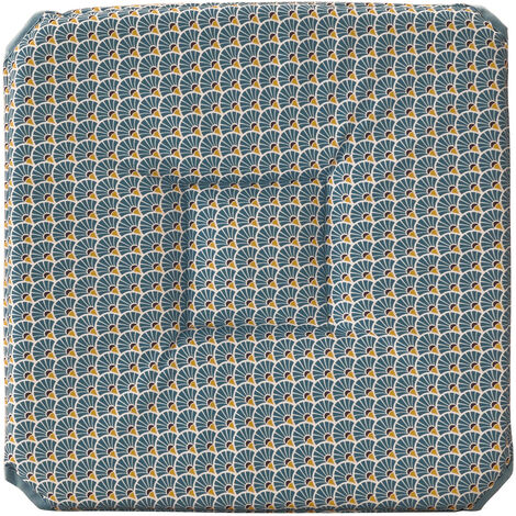 Galette de chaise anti-taches à rabats Paon bleu foncé