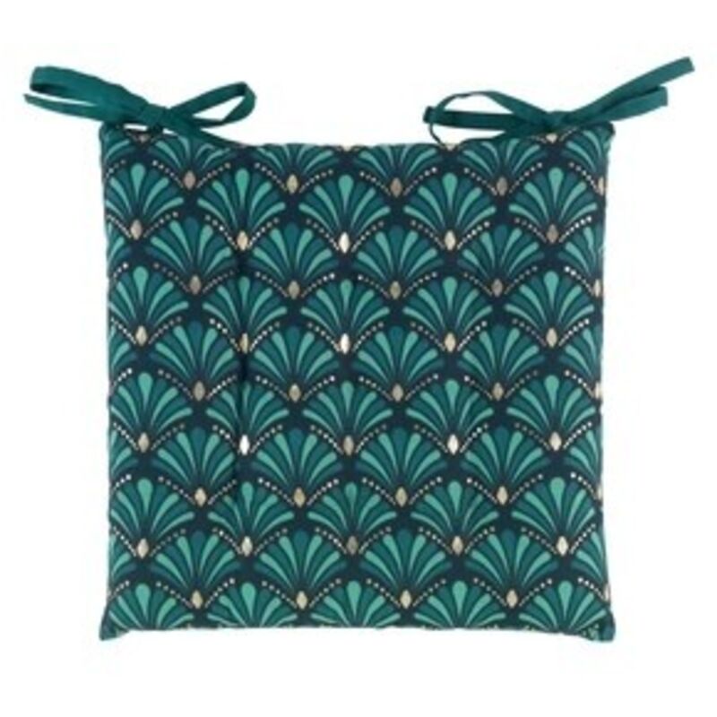 Galette de chaise art déco Bleu 35x35 cm