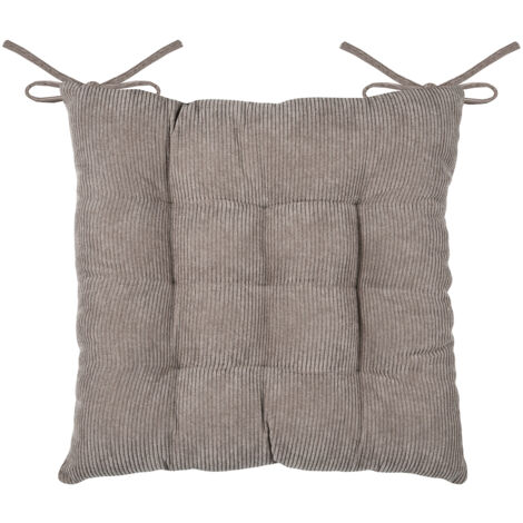 Galette de chaise carrée en velours côtelé Taupe 38x38 cm