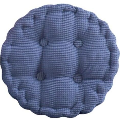 Galette de Chaise Doux Épais Velours Côtelé Coussin de Chaise 40x40cm Rond-Bleu