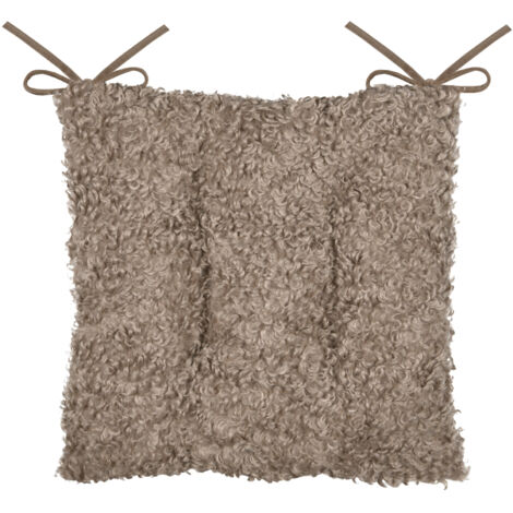 Galette de chaise  - Effet bouclette Taupe 38x38 cm
