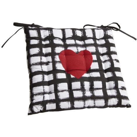 Galette de chaise en coton Coeur