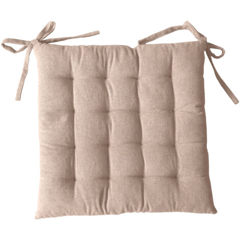 Galette de chaise en coton recyclé Naturel 38x38 cm