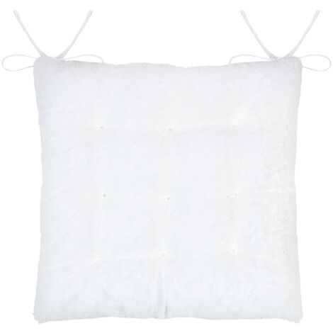 Galette de chaise fausse fourrure Blanc 40x40 cm