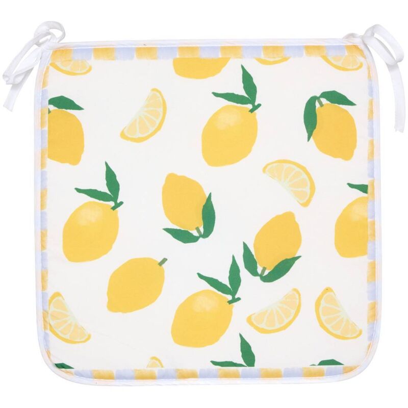 Galette de chaise Fruity 39x39cm imprimé citrons jaunes - Atmosphera créateur d'intérieur