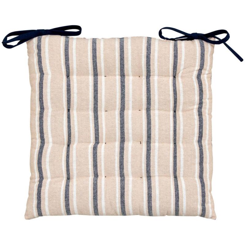 Galette de chaise Groove 38x38cm rayée bleu navy - Atmosphera créateur d'intérieur