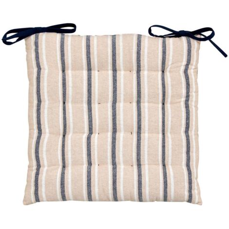 Galette de chaise Groove 38x38cm rayée bleu navy - Atmosphera créateur d'intérieur
