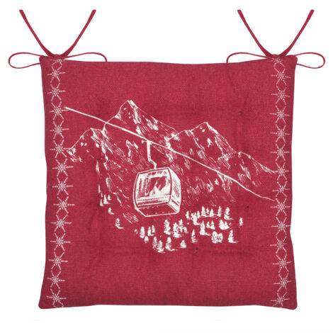 Galette de chaise inspiration montagne télécabine Rouge 38x38 cm