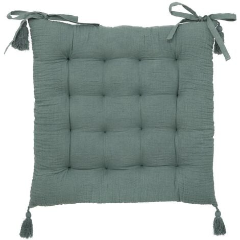 Galette de chaise Jamana en coton 38x38cm vert céladon - Atmosphera créateur d'intérieur - Vert céladon