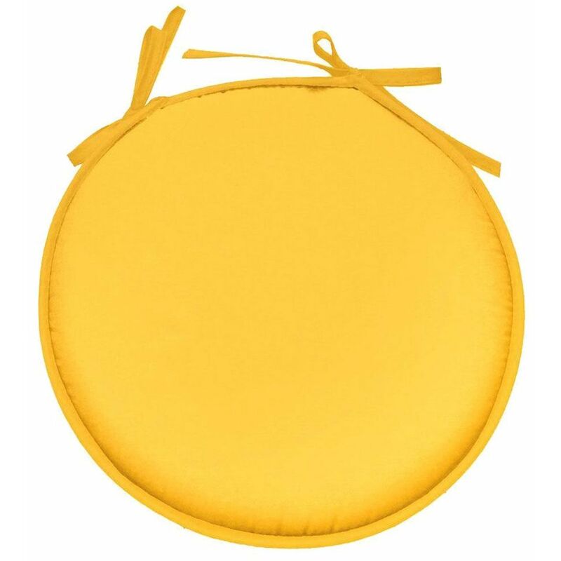 Galette de chaise jaune ronde en polyester