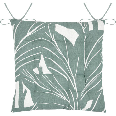 Galette de chaise motif floral Vert 38x38 cm