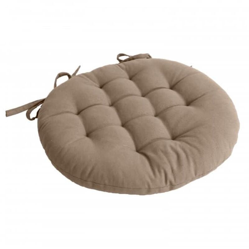 Galette de chaise ronde matelassé 38 cm - Taille unique - Naturel