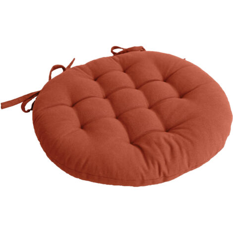 Galette de chaise piquée et ronde Terracotta 38x38 cm