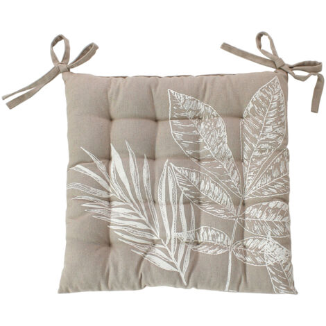Galette de chaise piquée motif nature Naturel 38x38 cm