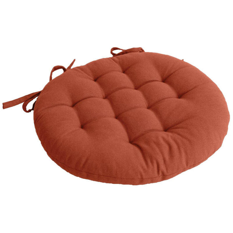 Galette de Chaise Piquée Uni "Panama" 38cm Terracotta