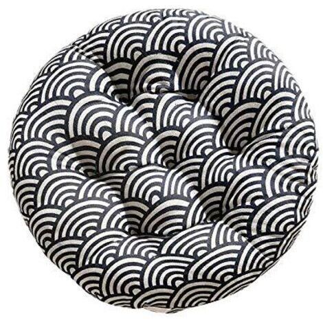 Galette de Chaise Ronde, 100% Coton et Lin - Confortables - Coussins épais et Respirants 40 40 6cm