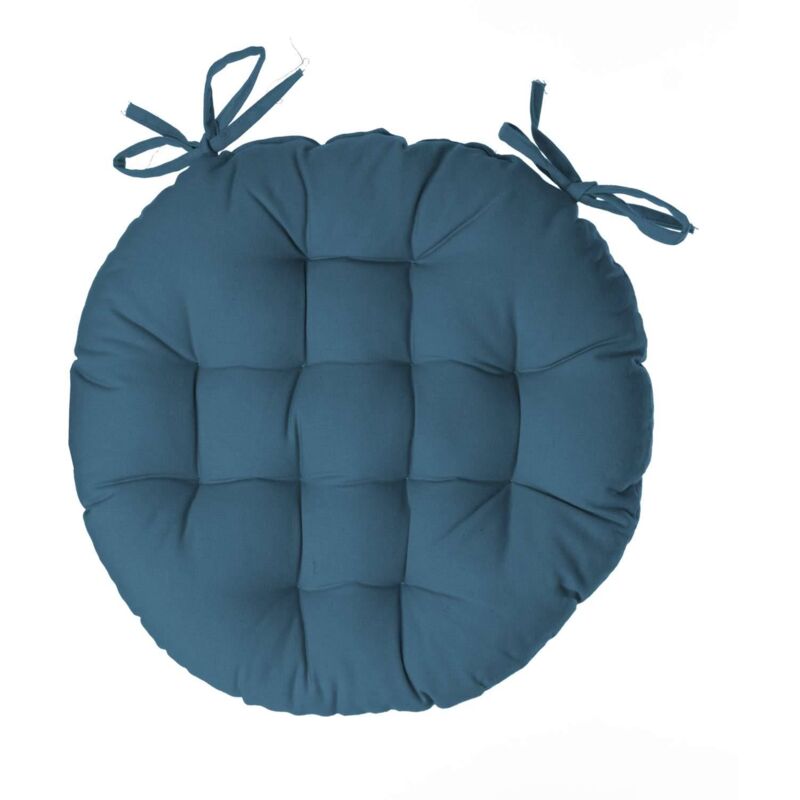 Atmosphera – Galette de chaise ronde 38 cm en coton – Hauteur 7,5 cm – Non déhoussable – Fixations nouettes pour maintien facile