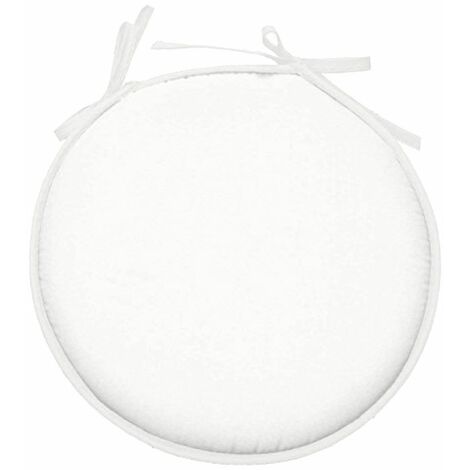 Galette de chaise ronde en polyester blanc 40 cm