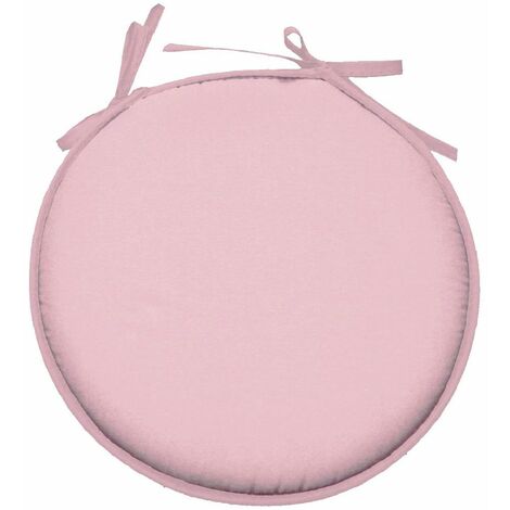 Galette de chaise ronde en polyester rose poudre