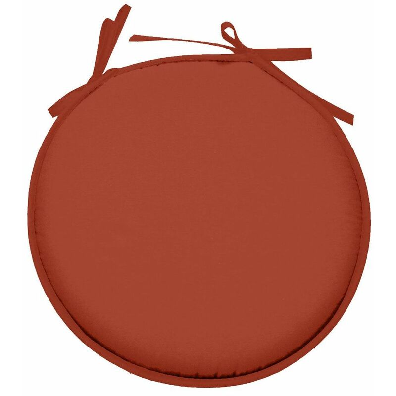 Galette de chaise ronde en polyester terracotta