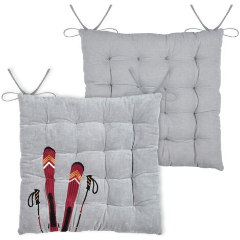 Galette de chaise ski en coton Gris 38x38 cm