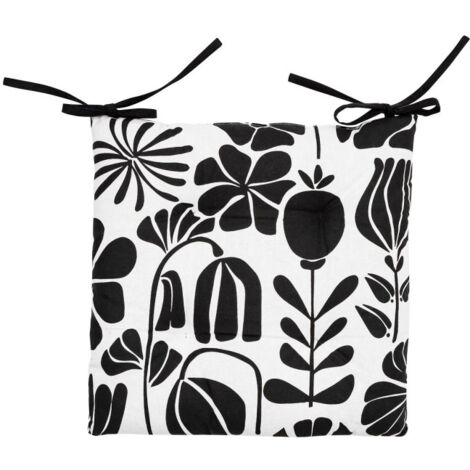Galette de Chaise "Twisted Lime" 38x38cm Noir & Blanc