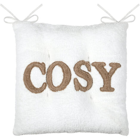 Galette de chaise ultra douce "Cosy" Ecru 38x38 cm