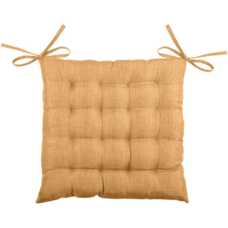 Galette de chaise unie en 16 points Jaune Ocre 40x40 cm