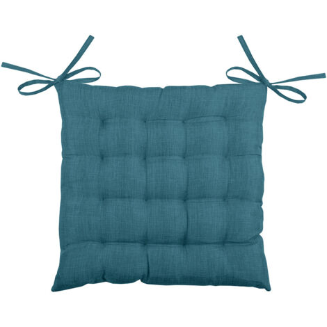 Galette de chaise unie en 16 points Turquoise 40x40 cm