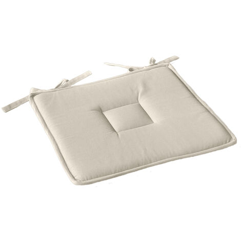 Galette plate unie avec passepoil et nouettes Ecru 40x40 cm