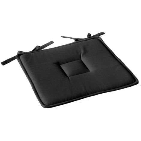 Galette plate unie avec passepoil et nouettes Gris anthracite 40x40 cm