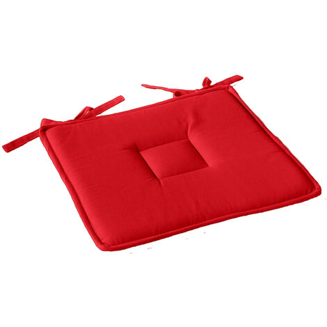 Galette plate unie avec passepoil et nouettes Rouge 40x40 cm