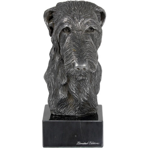 Galgo escocés, Deerhound - figura sobre mármol, recubierta de metal plateado, hecha a mano, marca Art-Dog